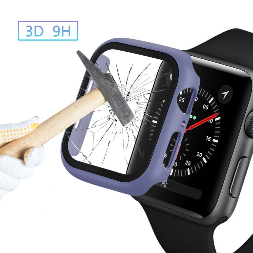 Wewoo - Etui pour PC avec couverture totale + Protecteur en verre trempé Apple Watch série 5/4 44 mm bleu - Accessoires montres connectées
