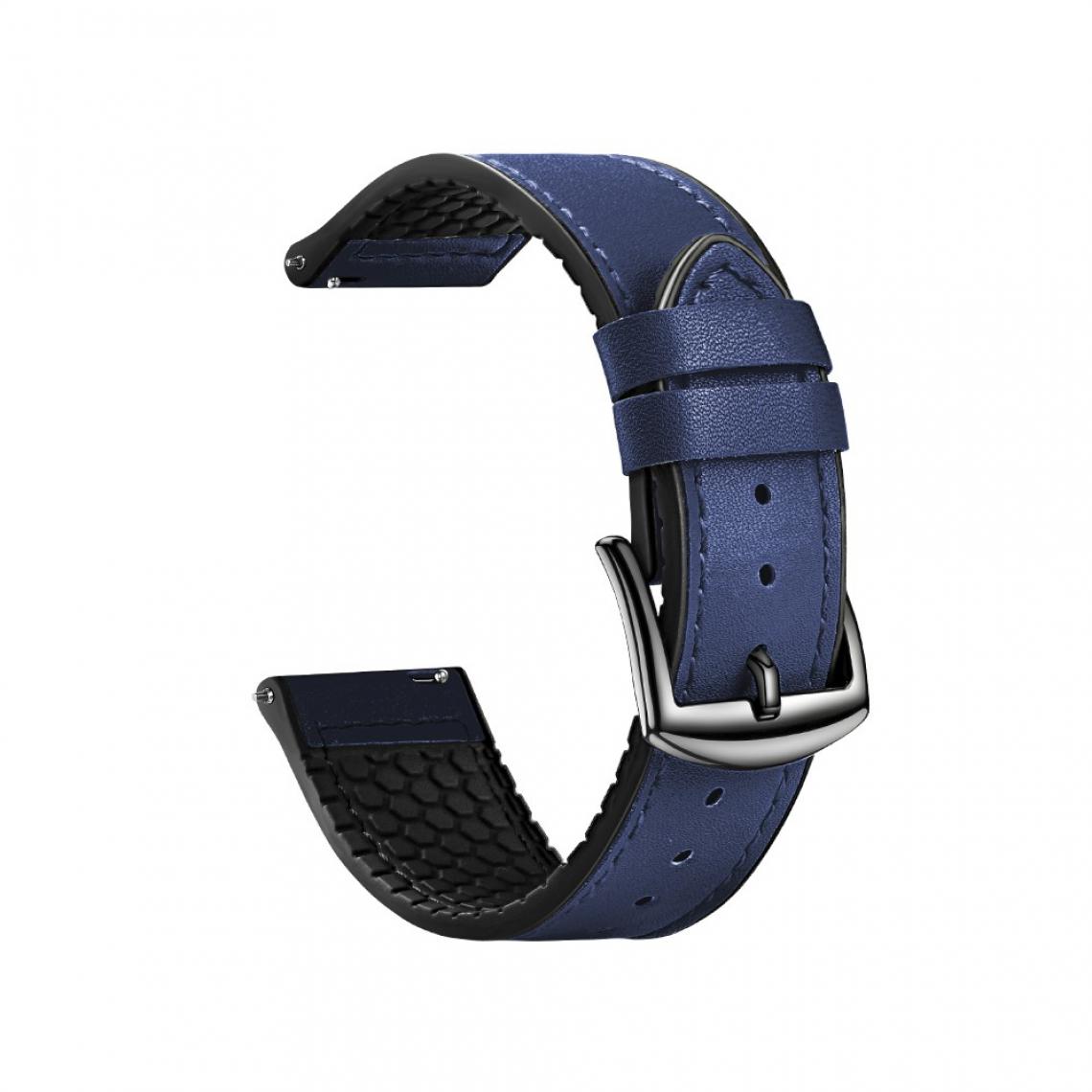 Other - Bracelet en PU + silicone Couche supérieure de 22 mm bleu pour votre Huawei Watch GT 2 Pro 46mm - Accessoires bracelet connecté