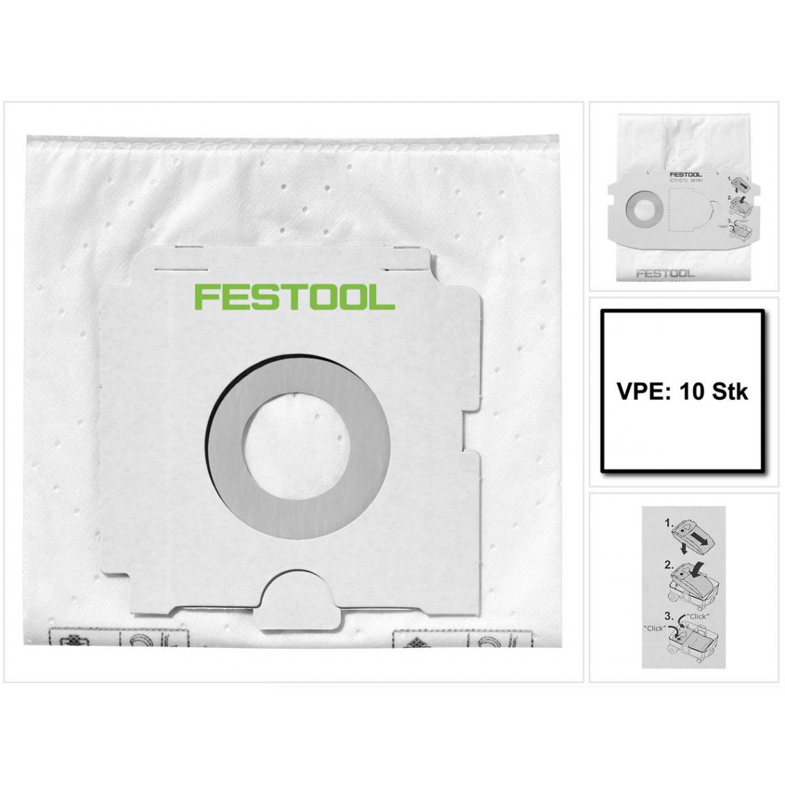 Festool - Festool SELFCLEAN Sacs filtre SC FIS-CT 36/10 ( 496186 ) pour aspirateurs mobiles CT 36 - 10 pièces - Accessoire entretien des sols