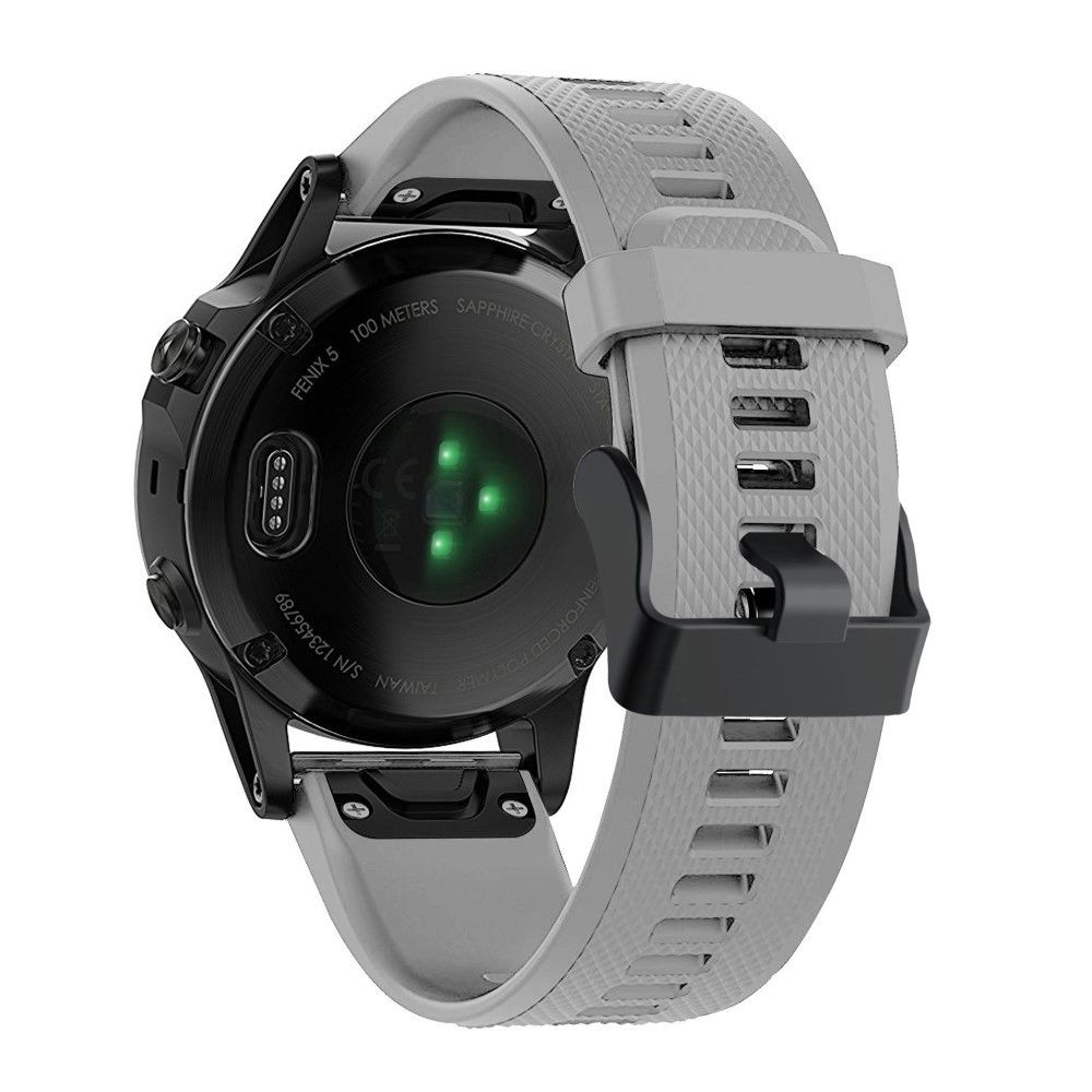 marque generique - Bracelet en silicone sport avec boucle noire gris pour votre Garmin Fenix 5 - Accessoires bracelet connecté