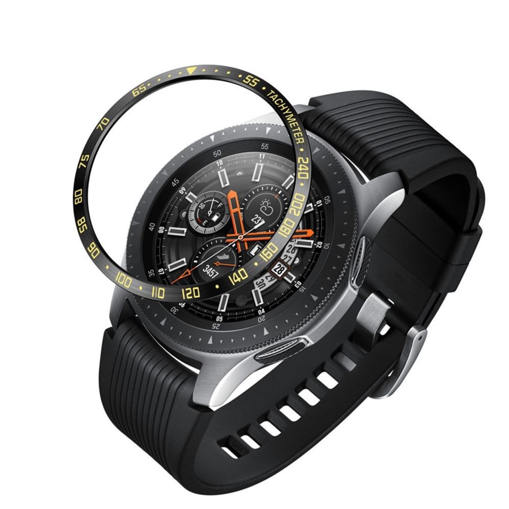 Wewoo - Boîtier de montre Cadre de protection en acier cadran pour Galaxy 42mm or noir - Accessoires montres connectées