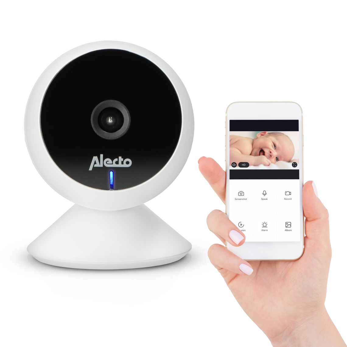 Alecto - Babyphone Wi-Fi avec caméra SMARTBABY5 Blanc - Babyphone connecté