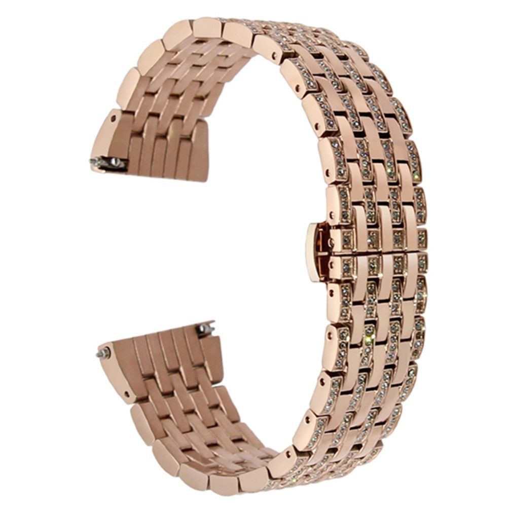 marque generique - Bracelet en métal 22mm sept perles décor strass avec fermoir papillon or rose pour votre Huawei Watch GT/Honor Watch Magic - Accessoires bracelet connecté