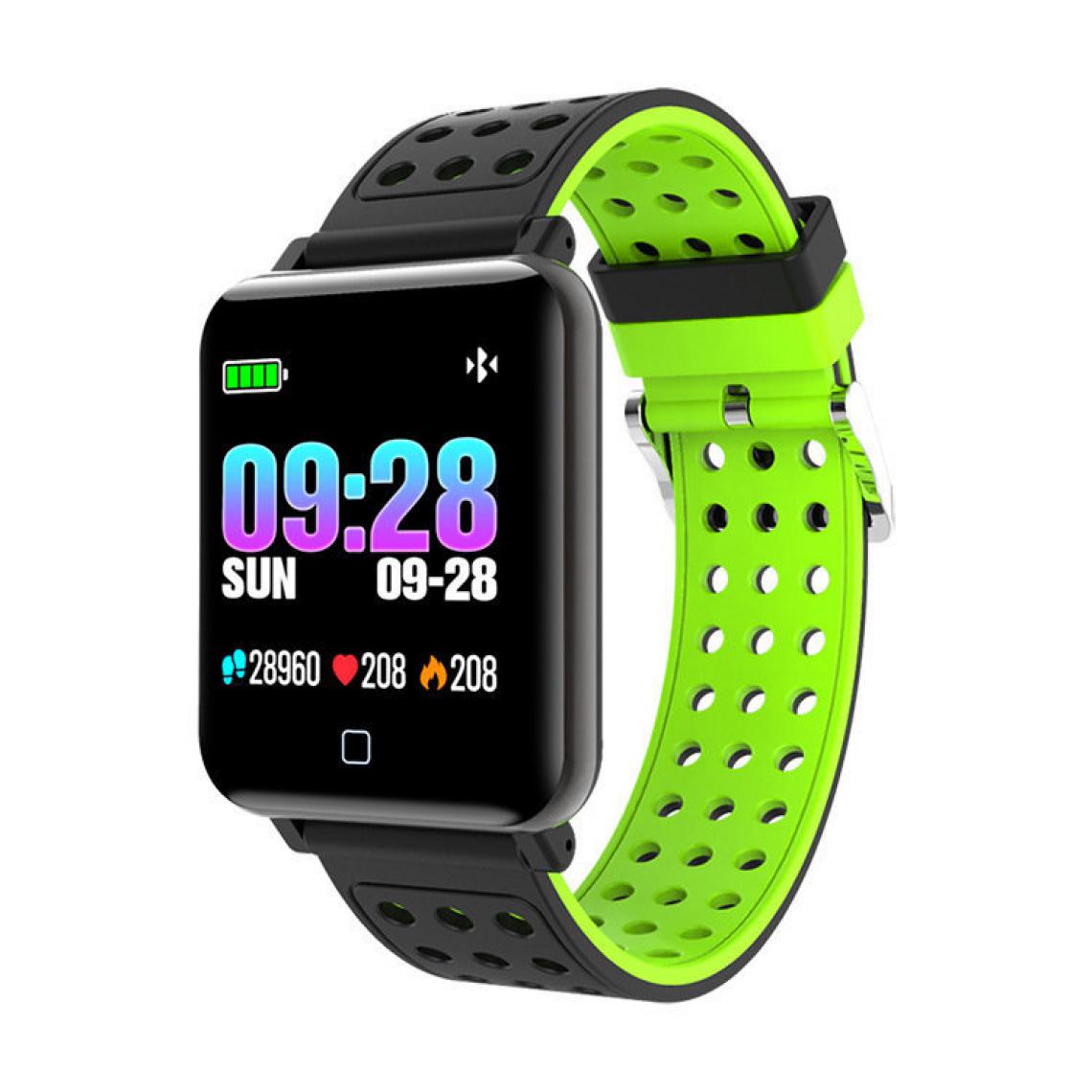 Chrono - Montre Connectée pour Femmes Homme Sport Avec IP67 Etanche Fitness Tracker d'Activité pour Android iOS-Vert - Montre connectée