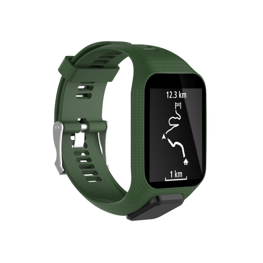 Wewoo - Bracelet pour montre connectée Dragonne Sport en silicone la série Tomtom Runner 2/3 vert armée - Bracelet connecté