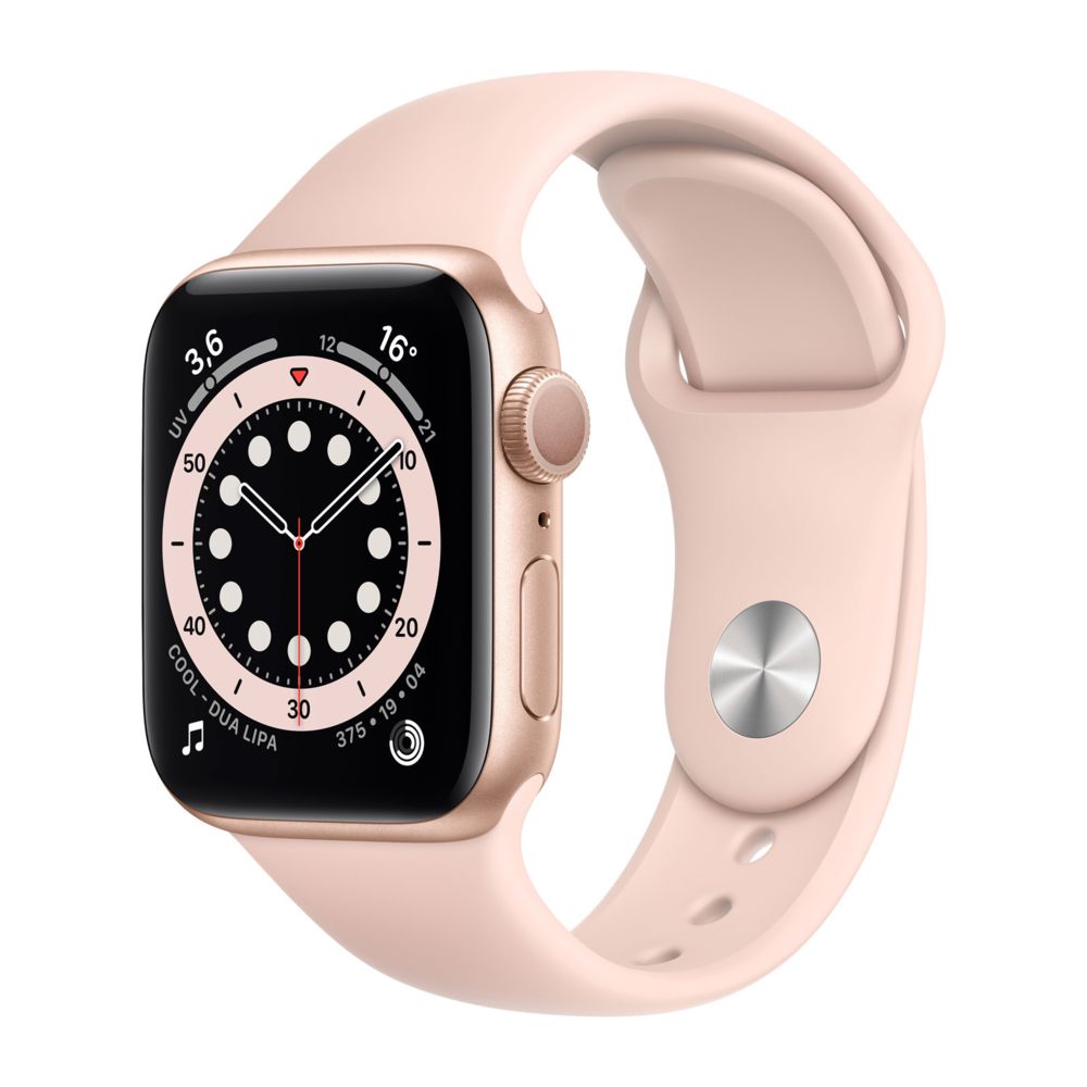 Apple - Apple Watch Series 6 GPS, 40mm Boîtier en Aluminium Or avec Bracelet Sport Rose des Sables - Apple Watch