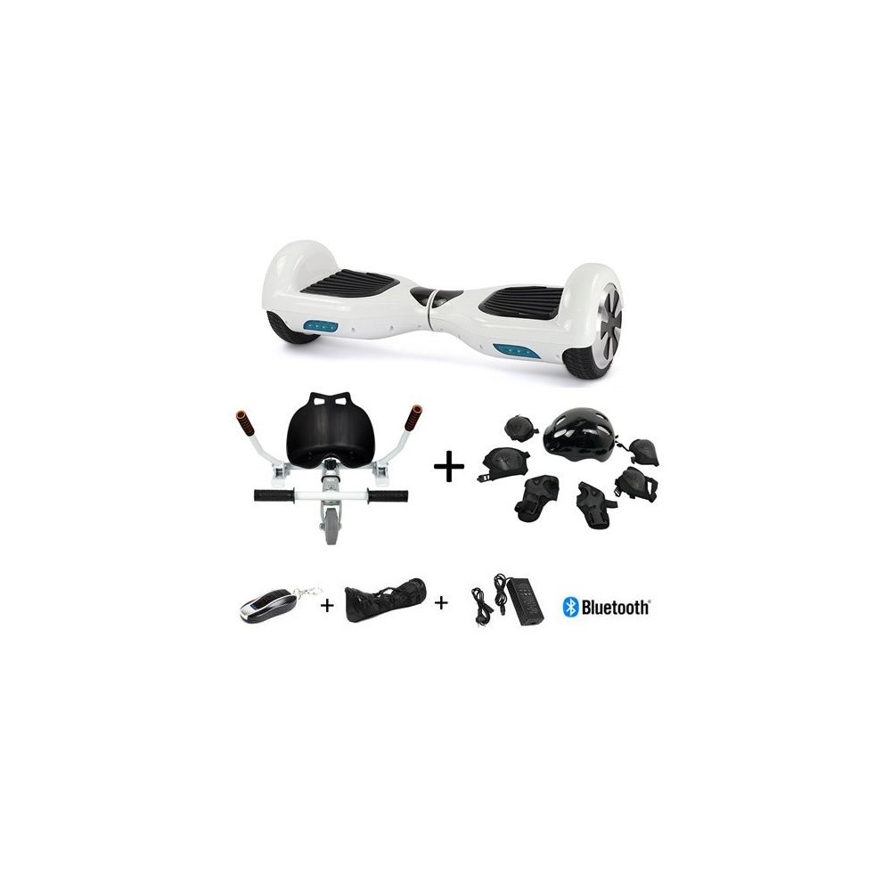 Air Rise - Pack Complet Hoverboard 6.5"" Noir+ Hoverkart Noir+ un kit de protection Enfant - Gyropode