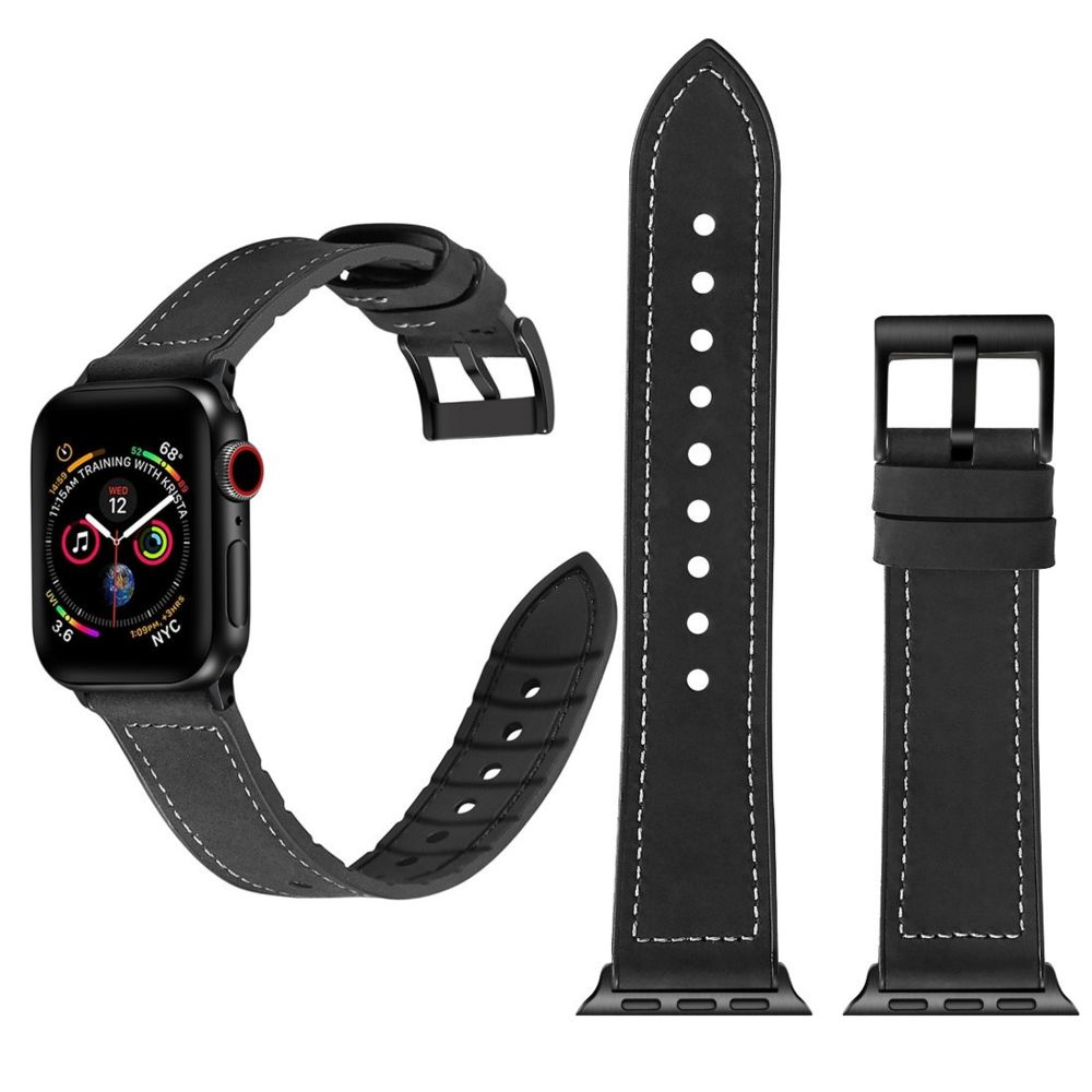 Wewoo - Bracelet de montre en acier inoxydable TPU de couleur unie pour Apple Watch séries 5 et 440 mm / 3 et 2 et 138 mm noir - Accessoires montres connectées