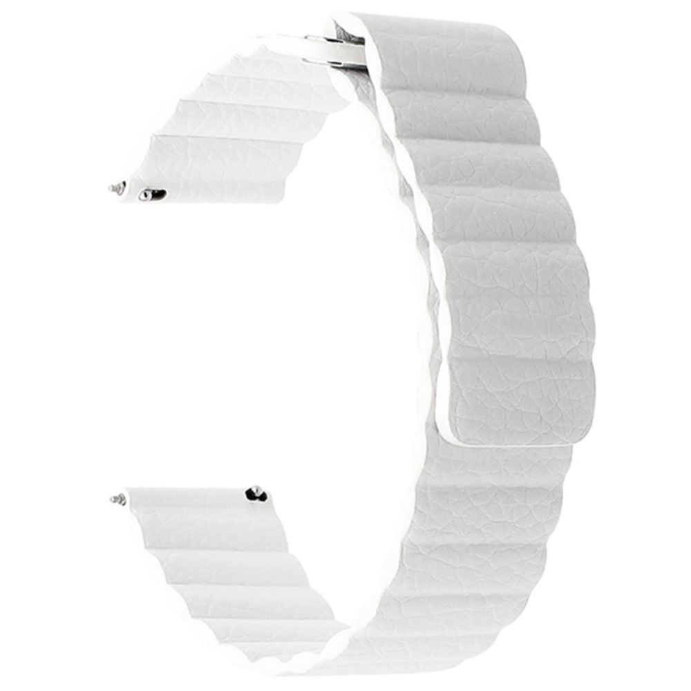 marque generique - Bracelet en cuir véritable boucle magnétique blanc pour votre Samsung Galaxy Gear S3 Classic/Frontier/Huawei Watch GT/Motorola Moto 360 2nd Gen/Ticwatch - Accessoires bracelet connecté