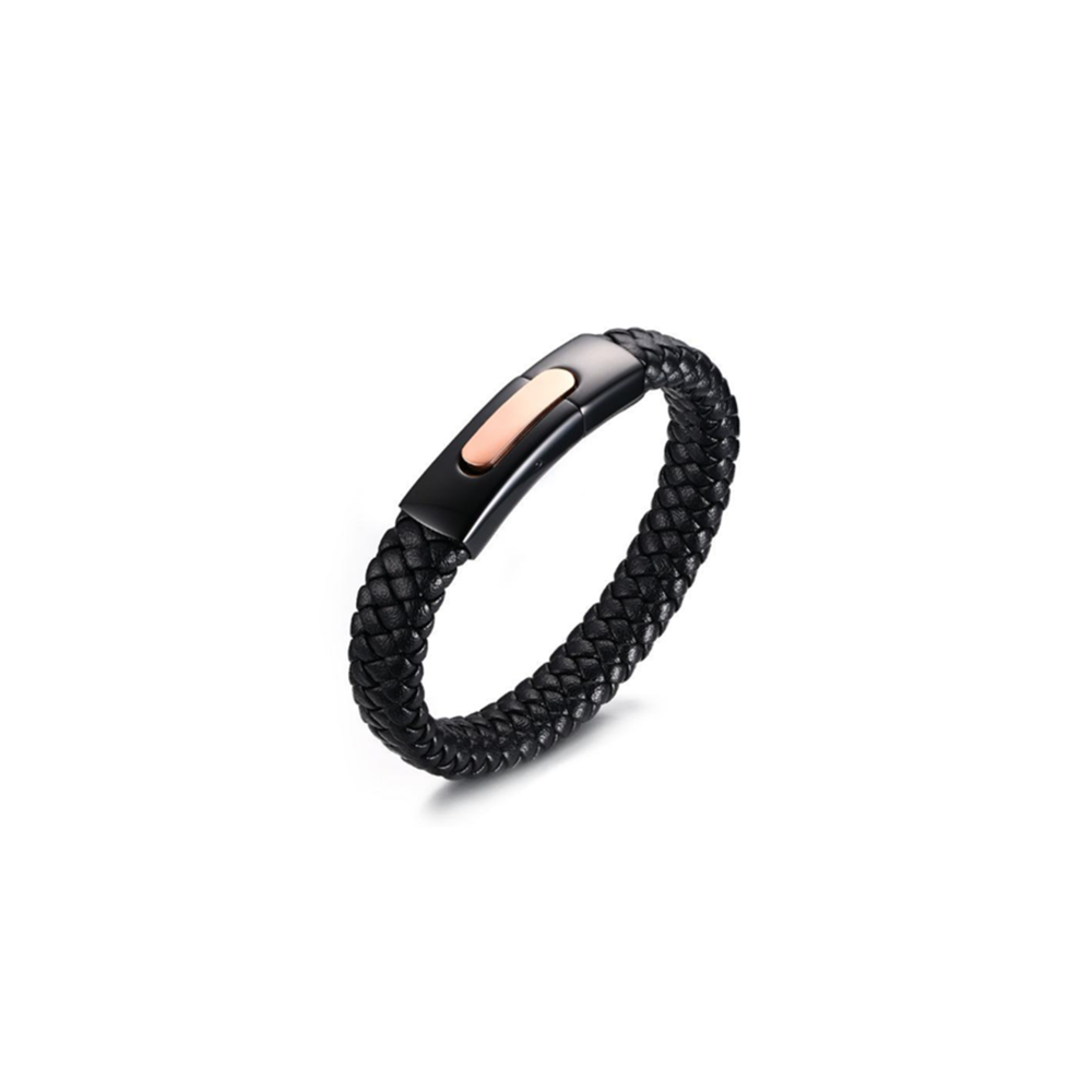 marque generique - YP Select Bijoux tendances des bracelets en cuir en acier au titane pour hommes - or rose - Bracelet connecté