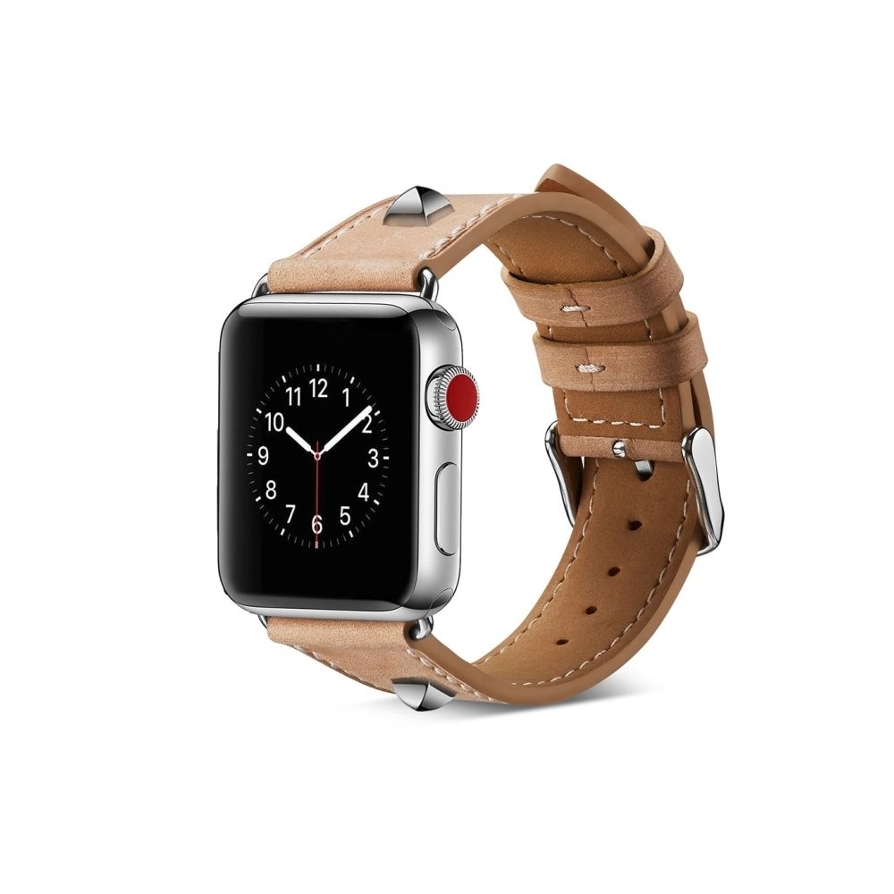 Wewoo - Bracelet montre en cuir véritable pour Apple Watch séries 4 & 3 & 2 & 1 42mm & 44mm (Gris) - Accessoires Apple Watch