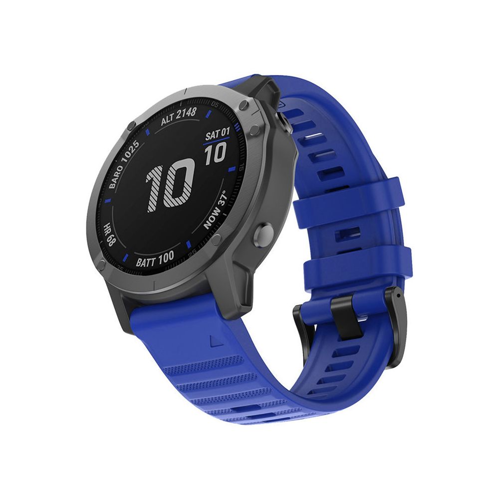 Generic - Bracelet de montre de remplacememnt en silicone 22mm Pour Garmin Fenix6 Fenix5 Universel Bleu Fronce - Bracelet connecté