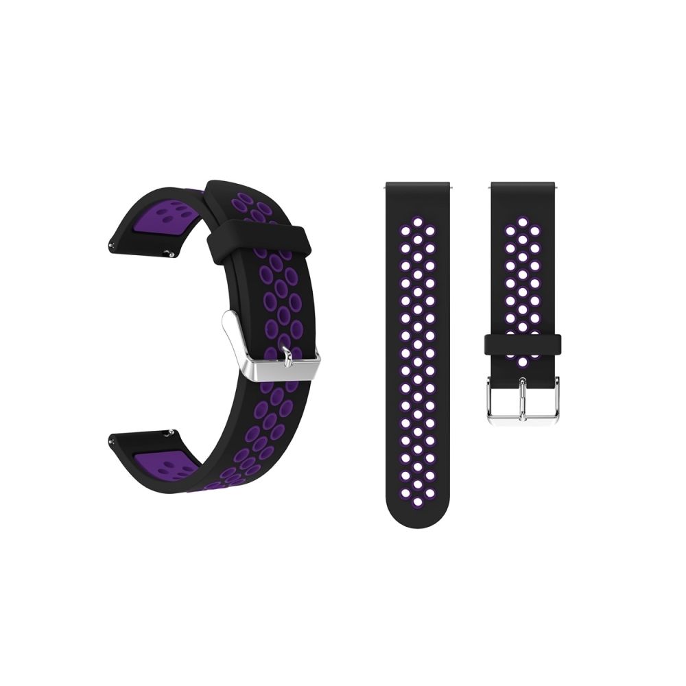 Wewoo - Boucle métallique bande de montre bracelet en silicone trou rond bicolore pour Galaxy Watch Active 20mm - Bracelet connecté