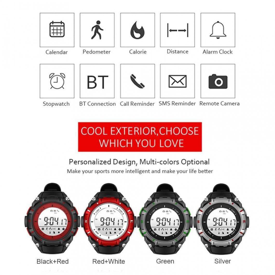 Justgreenbox - Sport Smart Watch Support multifonctionnel Podomètre Caméra Remoter Appel SMS Rappel etc., Vert - Montre connectée