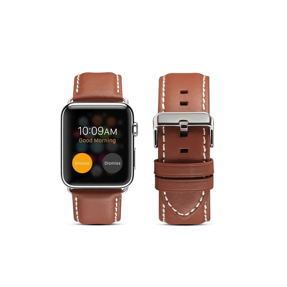 Wewoo - Pour Apple Watch Series 5 et 4 40 mm / 3 et 2 et 1 38 mm Protection de l'environnement Bracelet en cuir véritable brun clair - Accessoires Apple Watch