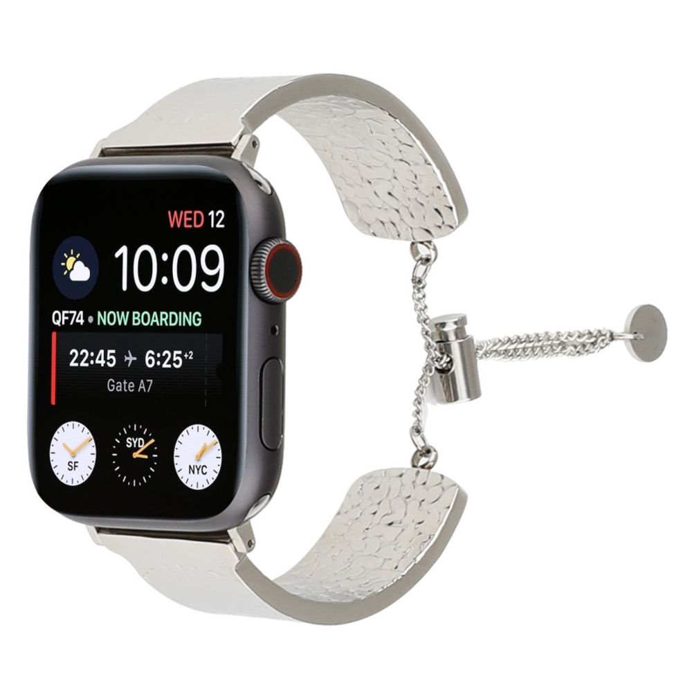 Wewoo - Bracelet simple en acier inoxydable 316 avec gaufré pour Apple Watch séries 5 et 4 40 mm / 3 et 2 et 1 38 mm Argent - Accessoires montres connectées