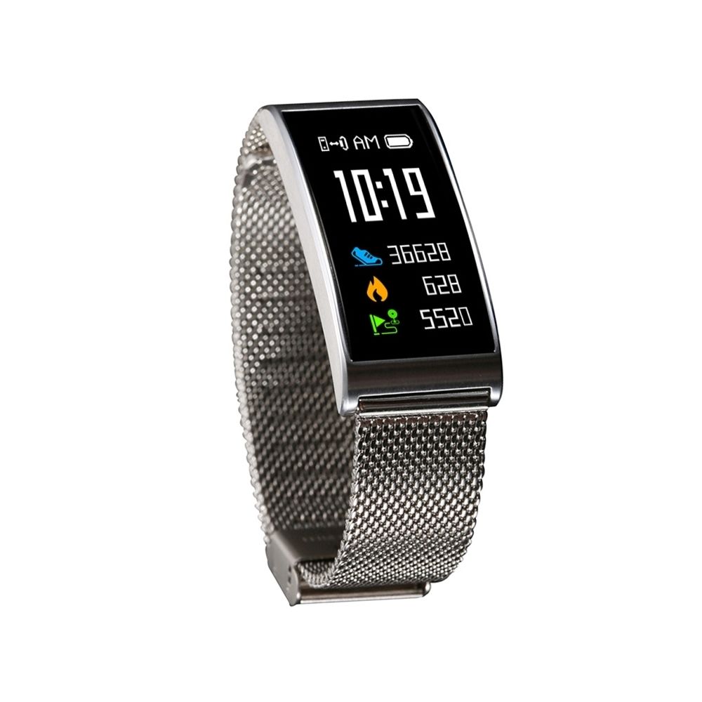 Wewoo - Montre connectée argent 0,96 pouces écran en acier bracelet Bluetooth Smart Watch, IP68 imperméable à l'eau, podomètre de / Moniteur de fréquence cardiaque / de sommeil / de pression artérielle, Compatible avec Android et iOS Téléphones - Montre connectée
