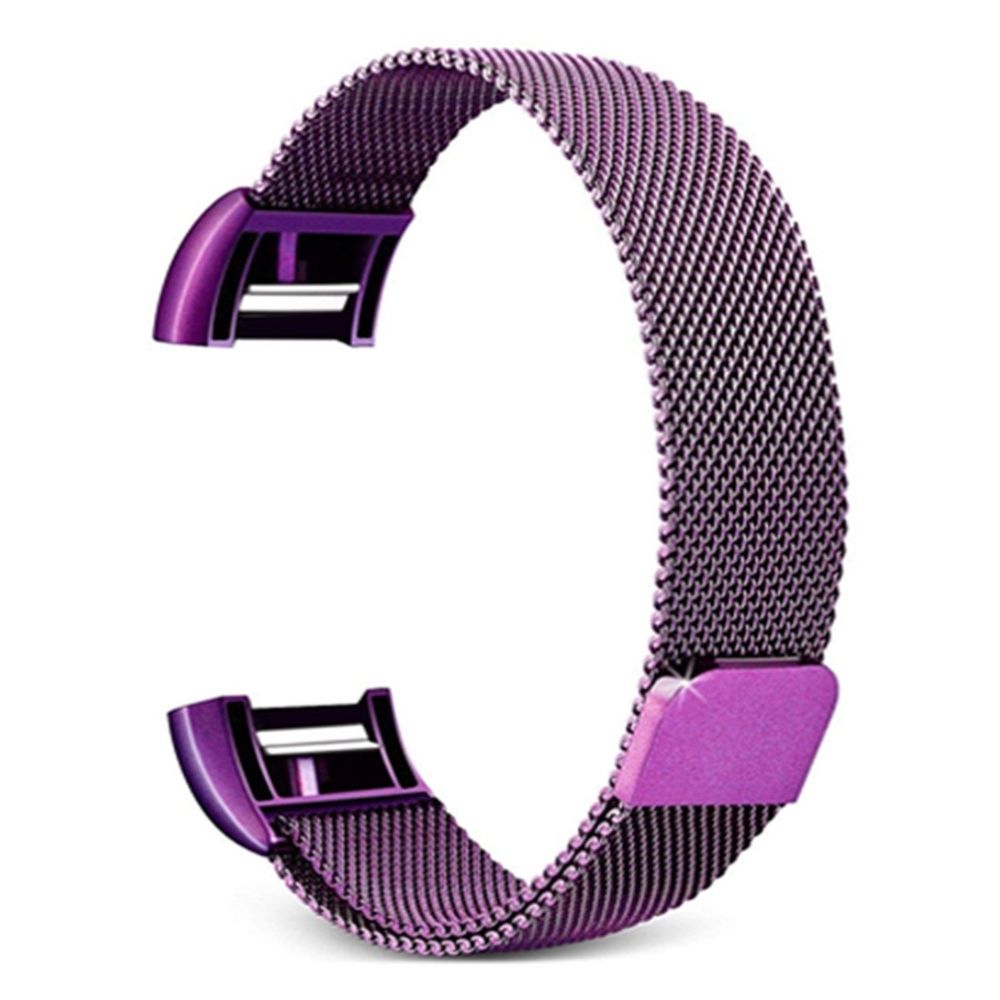 Wewoo - Bracelet pour montre connectée Smartwatch avec en acier inoxydable FITBIT Charge 2Taille L Violet - Bracelet connecté