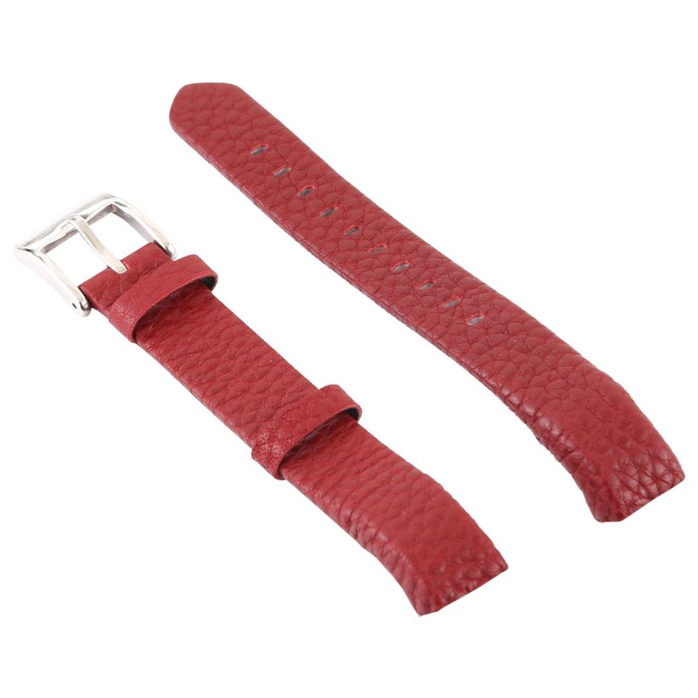 Wewoo - Bracelet pour montre connectée Smartwatch en cuir brillant Fitbit Alta rouge - Bracelet connecté