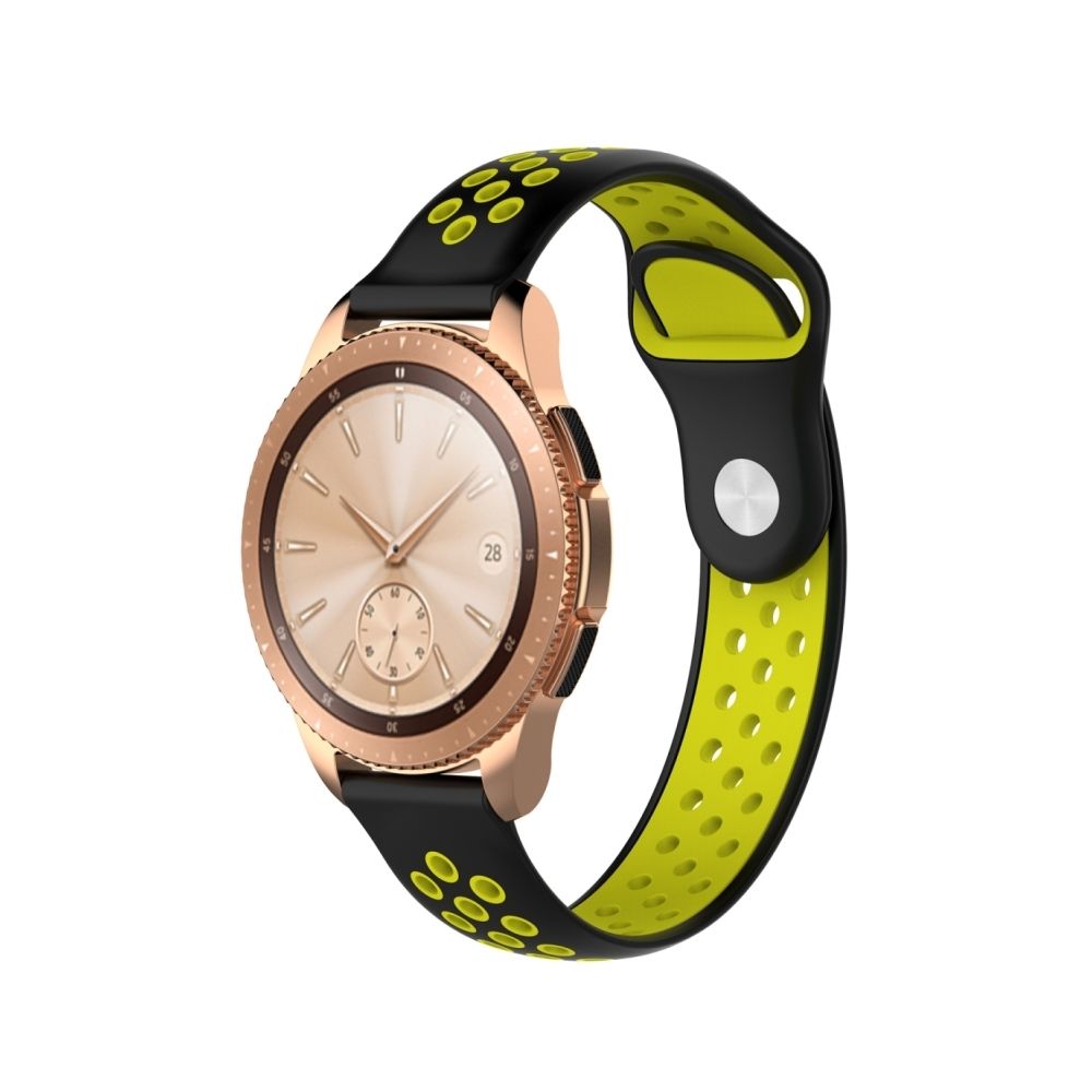 Wewoo - Bande de montre bracelet double couleur pour Galaxy 42mm (noir jaune) - Bracelet connecté