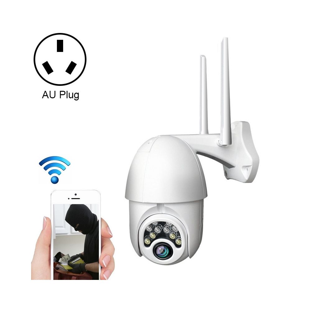 Wewoo - Caméra IP WiFi Q10 Téléphone portable étanche extérieur Rotation à distance WiFi sans fil 10 lumières couleur Full HD Vision nocturnePrise en charge de la détection de mouvement vidéo / alarme et enregistrementprise AU - Caméra de surveillance connectée