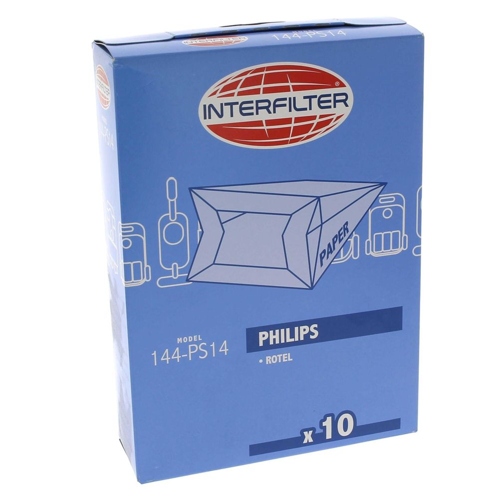 Rotel - Sacs aspirateur par 10 pour Aspirateur Philips, Aspirateur Rotel - Accessoire entretien des sols