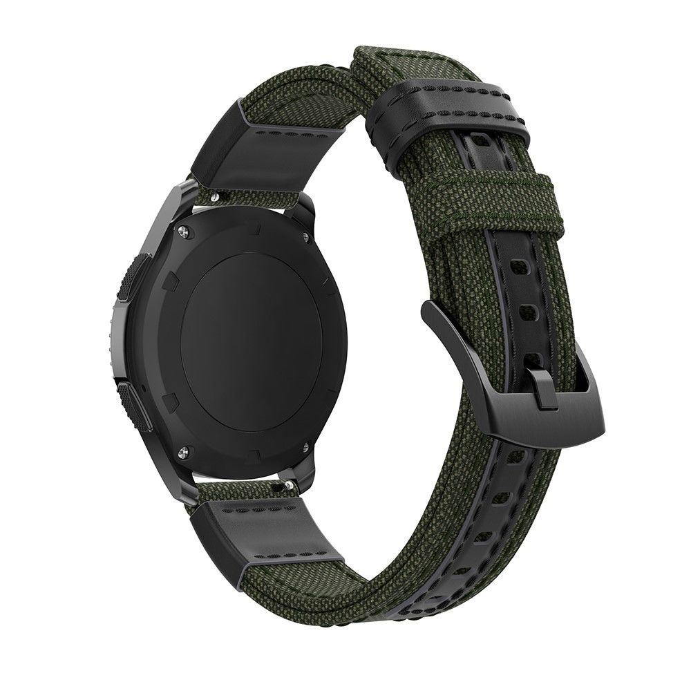 marque generique - Bracelet en cuir véritable en toile vert armé pour votre Samsung Gear S3 Classic/S3 Frontier/Galaxy Watch 46mm - Accessoires bracelet connecté