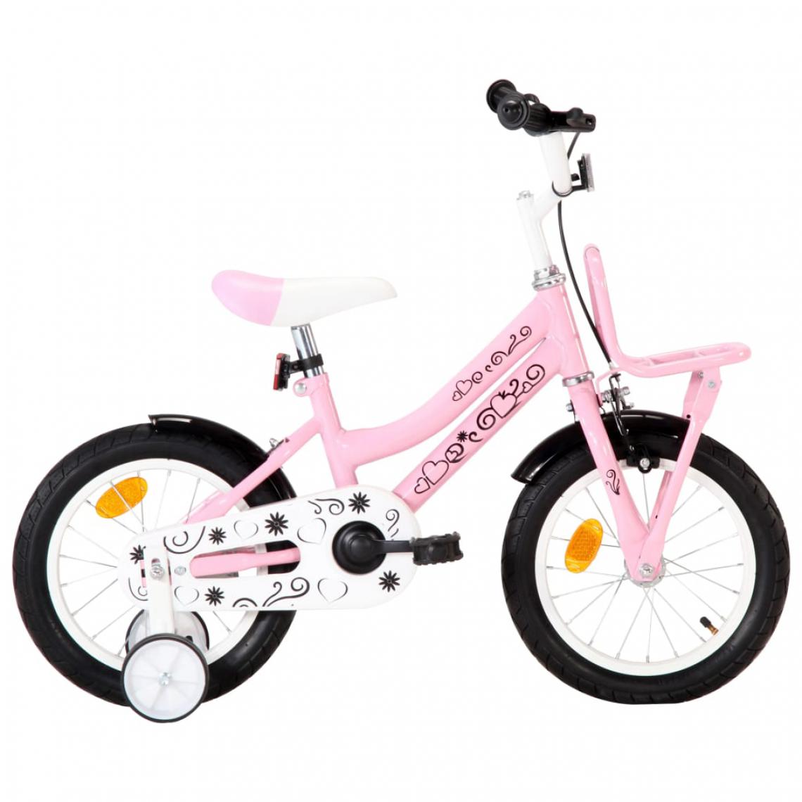 Vidaxl - vidaXL Vélo d'enfant avec porte-bagages avant 14 pouces Blanc et rose - Vélo électrique