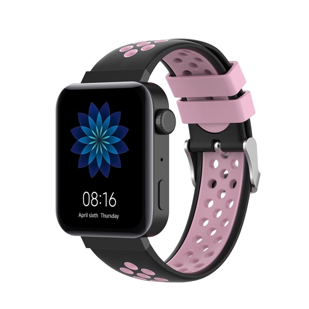 marque generique - Bracelet en silicone double couleur noir/rose pour votre Xiaomi Mi Watch - Accessoires bracelet connecté