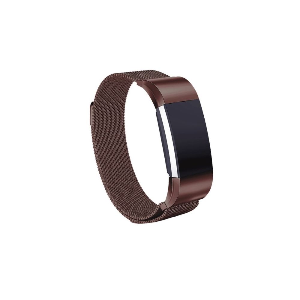 Wewoo - Bracelet pour montre connectée Dragonne magnétique en acier inoxydable FITBIT Charge 3Taille Grand217x18mm Café - Bracelet connecté