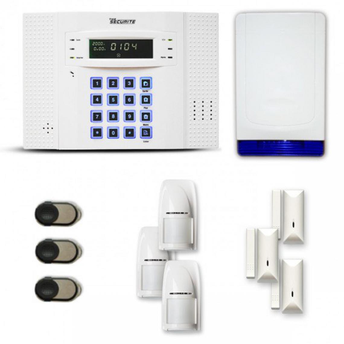 Tike Securite - Alarme maison sans fil DNB16 Compatible Box internet et GSM - Alarme connectée