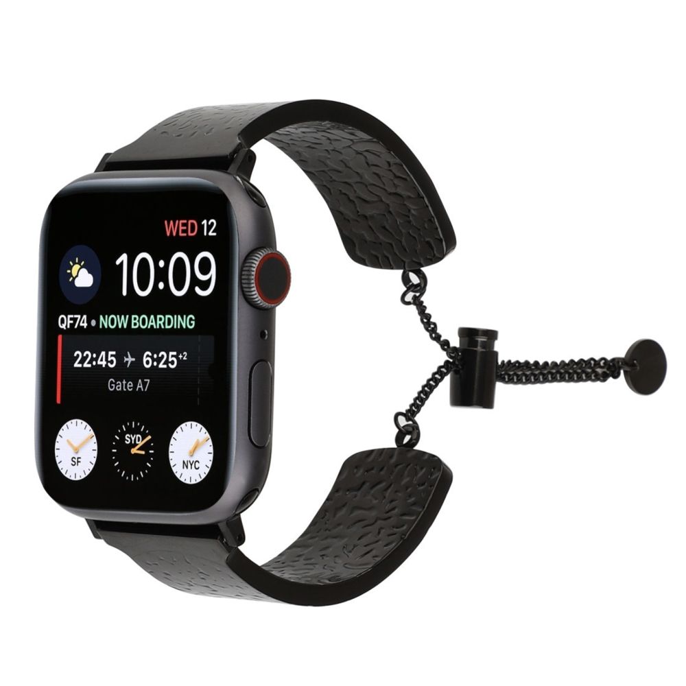 Wewoo - Bracelet simple en acier inoxydable 316 avec gaufré pour Apple Watch séries 5 et 440 mm / 3 et 2 et 138 mm Noir - Accessoires montres connectées