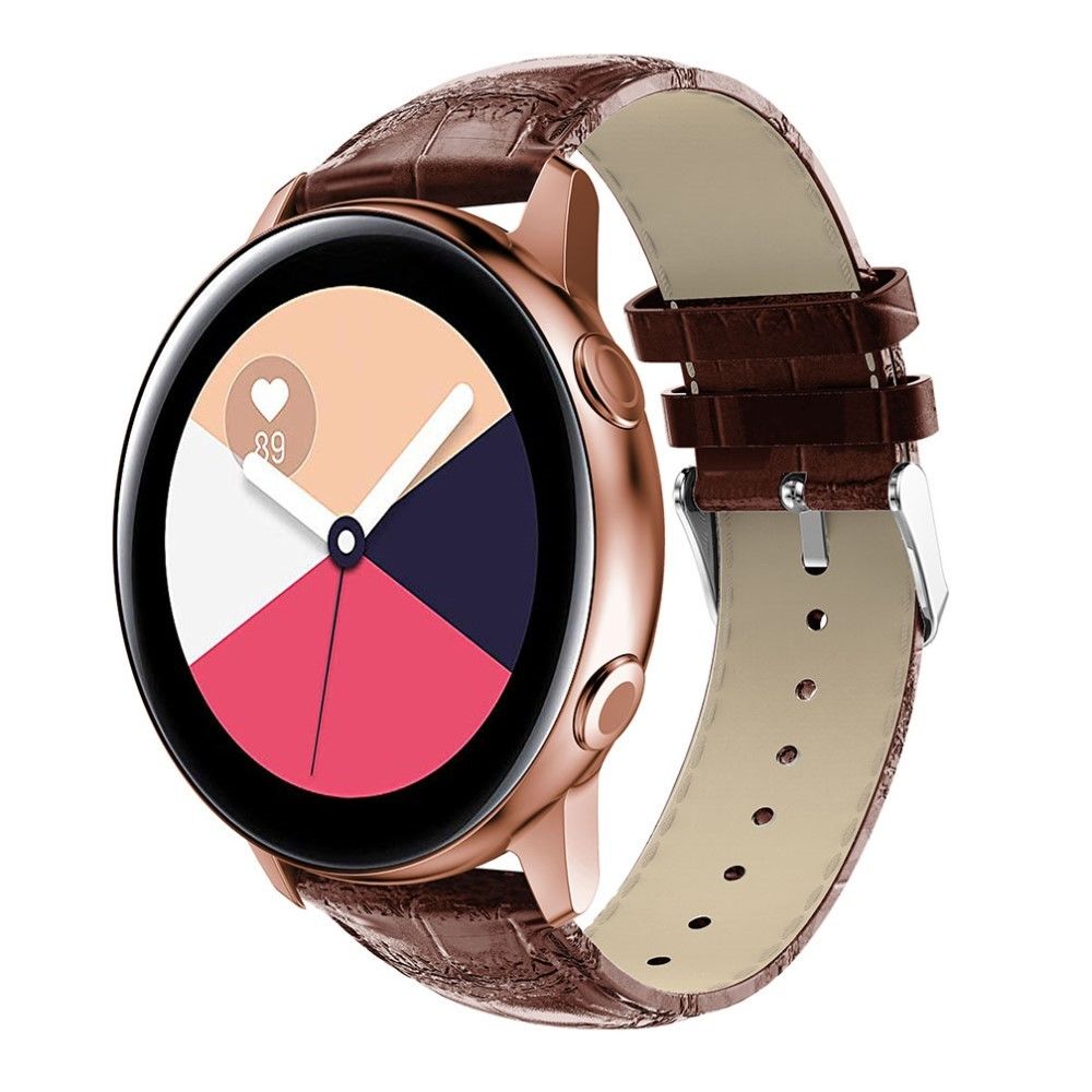marque generique - Bracelet en cuir véritable crocodile marron pour votre Samsung Galaxy Watch Active 20mm - Accessoires bracelet connecté