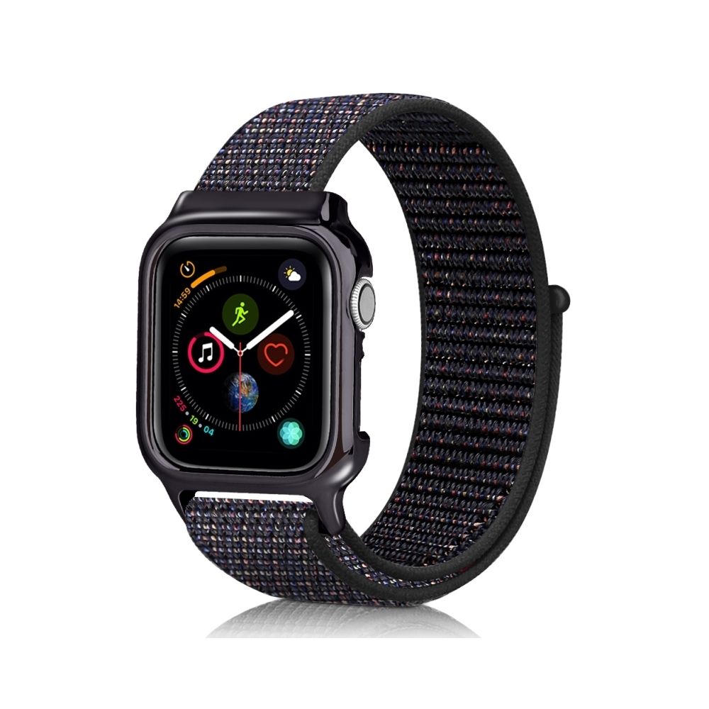 Wewoo - Bracelet de montre en nylon Simple Fashion avec cadre pour Apple Watch série 4 40 mm noir officiel - Accessoires Apple Watch
