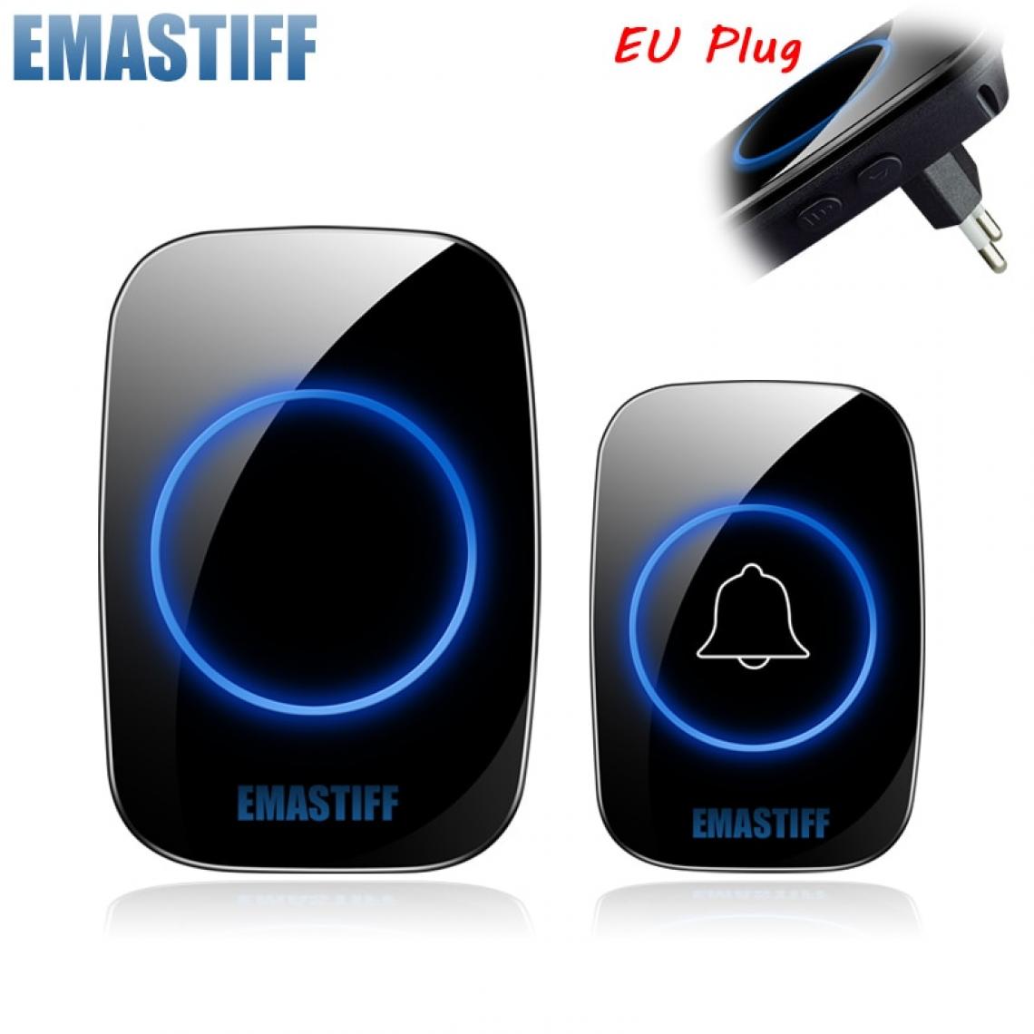 Universal - Sonnette sans fil sans batterie étanche EU Prise LED 300 M Long Smart 433 MHz |(Le noir) - Sonnette et visiophone connecté