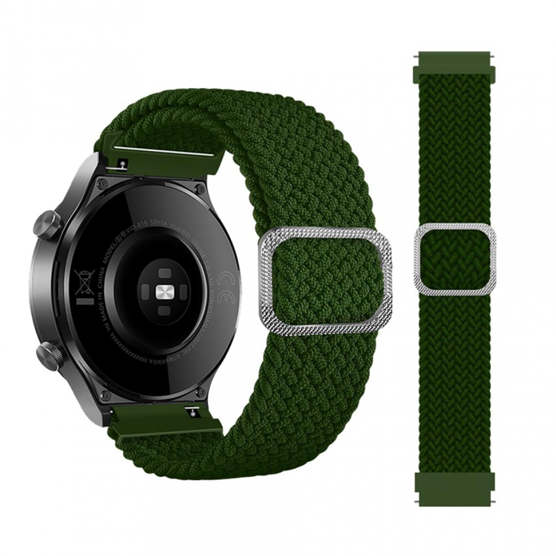Other - Bracelet en tissu Corde tressée de style nouveau 22 mm réglable vert pour votre Samsung Gear S3 Classic/S3 Frontier/Galaxy Watch 46mm - Accessoires bracelet connecté
