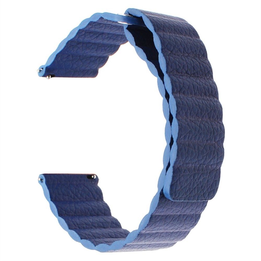 Wewoo - Bracelet pour montre connectée Convient Samsung Gear S2 / Active2 de intelligent de remplacement universel en cuir avec boucle magnétique 20 mm bleu - Bracelet connecté