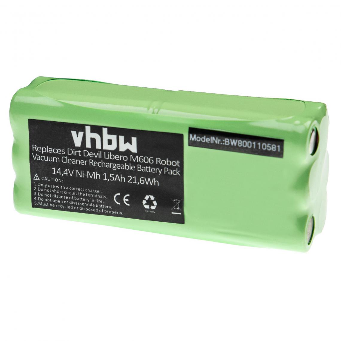 Vhbw - vhbw Batterie compatible avec Taurus Striker Mini Aspirador 079710, Striker Parqute Care aspirateur, robot électroménager (1500mAh, 14,4V, NiMH) - Accessoire entretien des sols