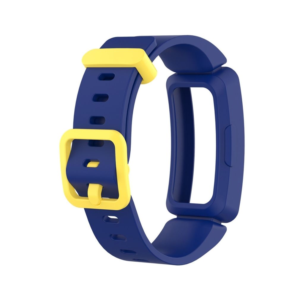 Wewoo - Bracelet pour montre connectée Smartwatch avec en silicone Fitbit Inspire HR boucle bleue + jaune - Bracelet connecté