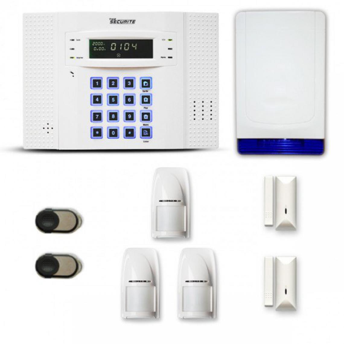 Tike Securite - Alarme maison sans fil DNB35 Compatible Box internet et GSM - Alarme connectée