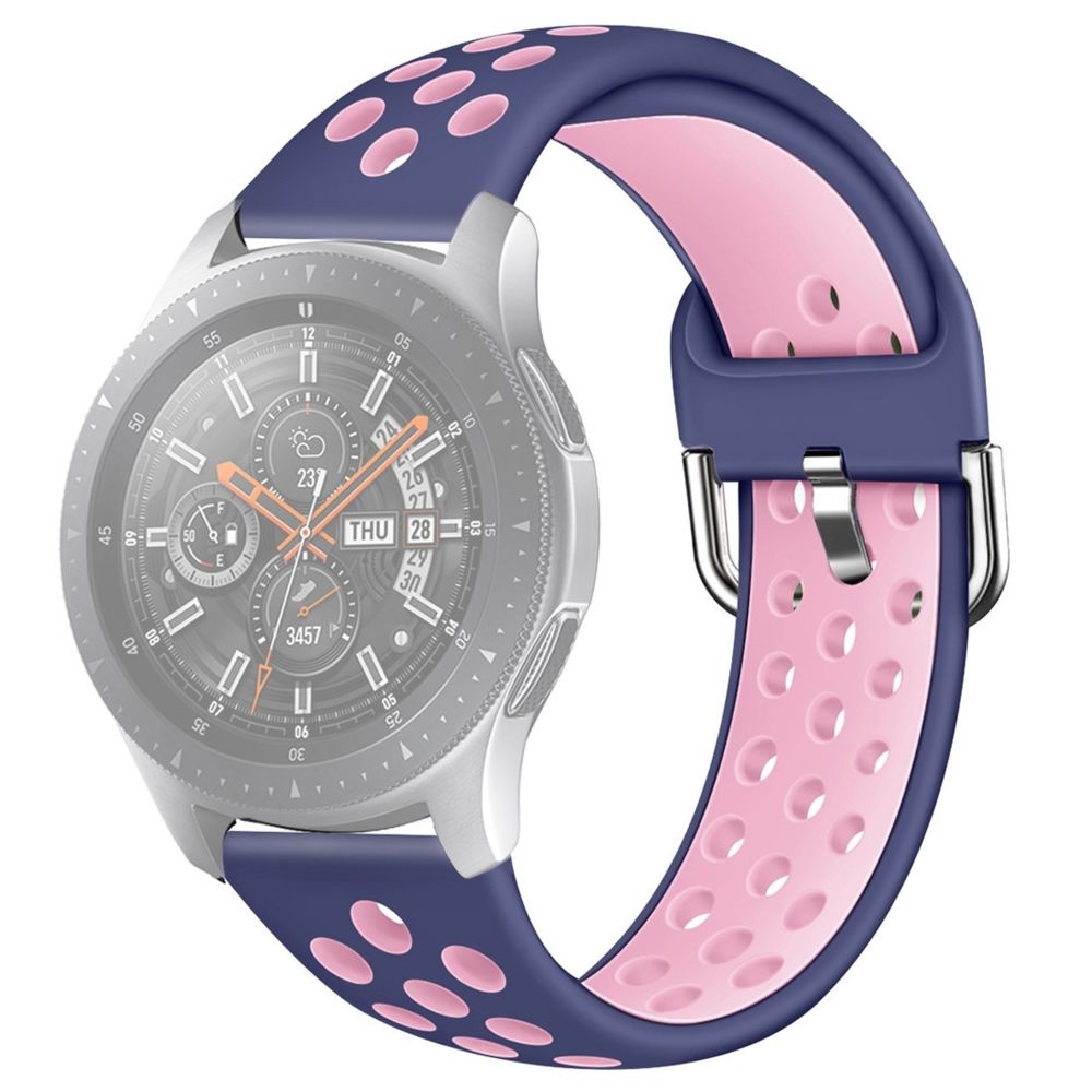 Wewoo - Bracelet pour montre connectée Galaxy Watch 46 / S3 / Huawei GT 1/2 22mm de en silicone couleur doubletaille S bleu rose - Bracelet connecté
