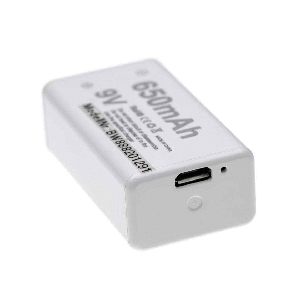 Vhbw - vhbw pile bloc 9V comme 6F22, 6LR61 (650mAh, Li-Ion), rechargeable, prête à l'emploi, avec port Micro USB - Autre appareil de mesure