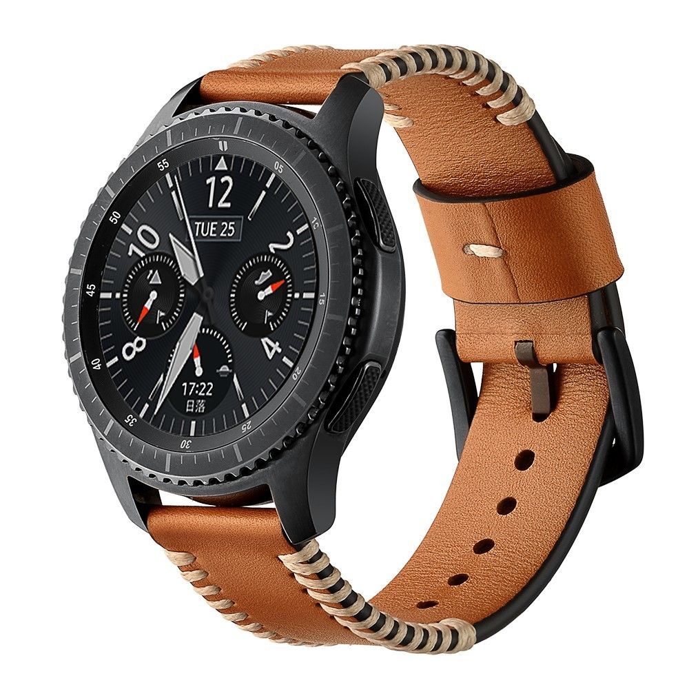 marque generique - Bracelet en cuir véritable couche supérieure marron pour votre Samsung Gear S3 Classic/S3 Frontier - Accessoires bracelet connecté