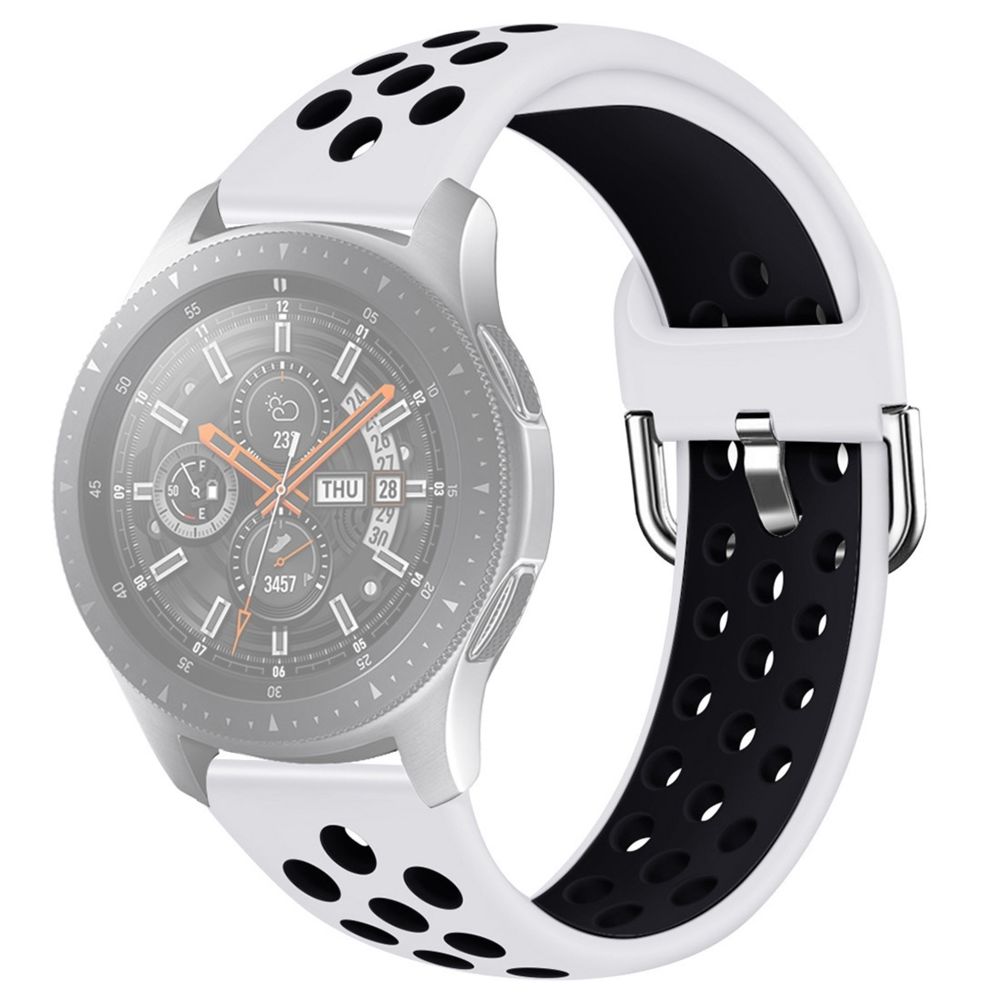 Wewoo - Bracelet pour montre connectée Galaxy Watch 46 / S3 / Huawei GT 1/2 22mm de en silicone bicolore couleurTaille L Blanc Noir - Bracelet connecté