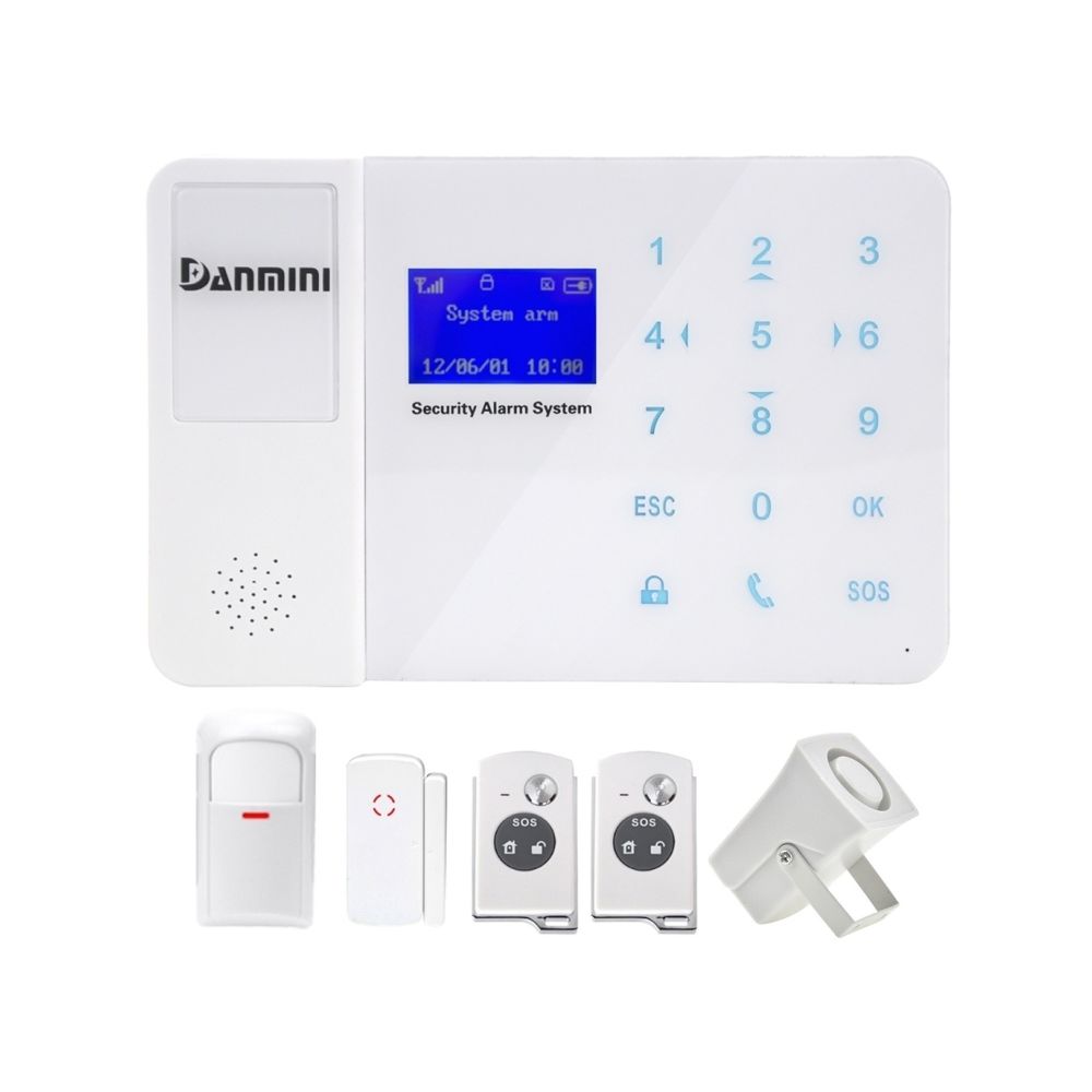 Wewoo - Système d'alarme blanc 1 Kit 315/433 MHz sans fil GSM SMS sécurité maison anti-effraction avec écran tactile LCD - Alarme connectée