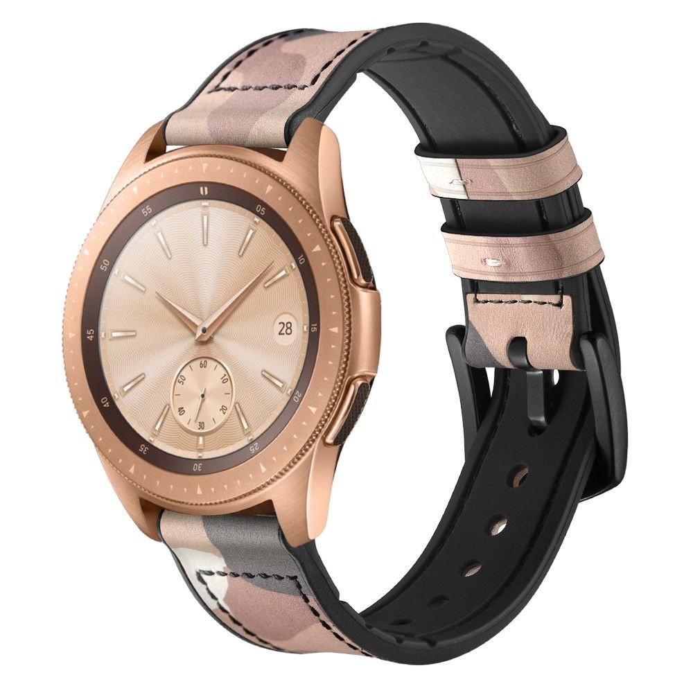 marque generique - Bracelet en cuir véritable Style or rose 20 mm camouflage rose pour votre Samsung Galaxy Watch - Accessoires bracelet connecté