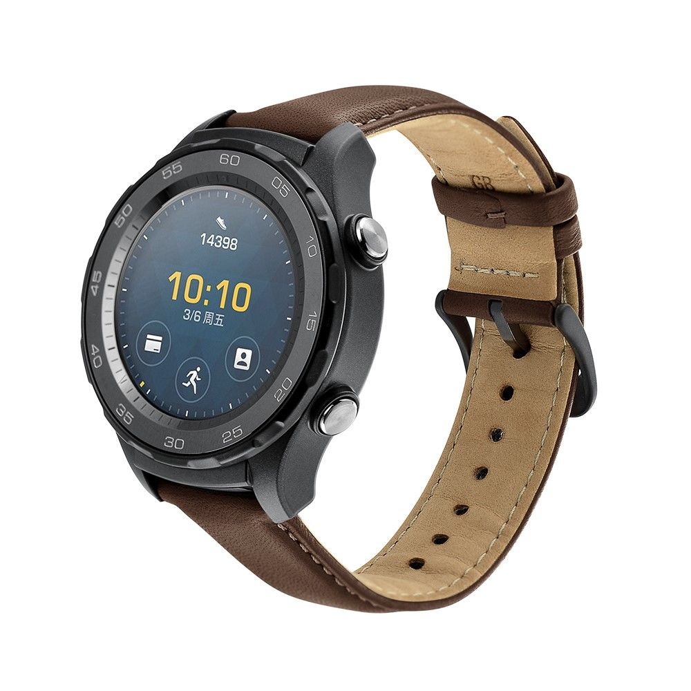 marque generique - Bracelet en cuir véritable prime marron pour votre Huawei Watch 2 - Accessoires bracelet connecté