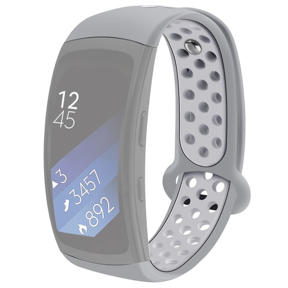 Wewoo - Bracelet pour montre connectée Gear Fit2 / Fit2 Pro Smart Watch Multiaperture en silicone bicolore de poignet Gris - Bracelet connecté