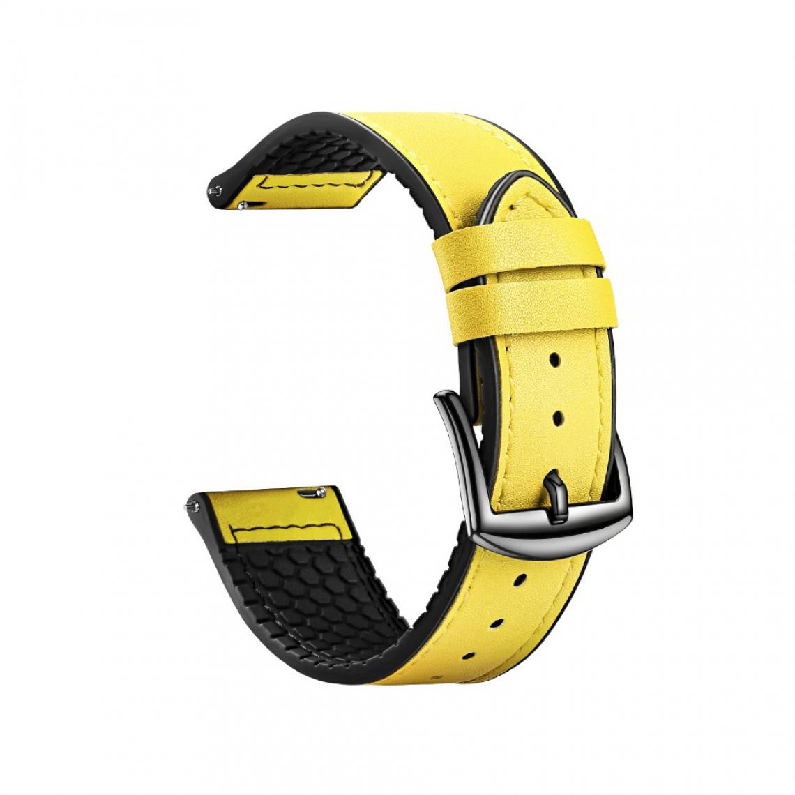 Other - Bracelet en PU + silicone Couche supérieure de 22 mm jaune pour votre Huawei Watch GT 2 Pro 46mm - Accessoires bracelet connecté