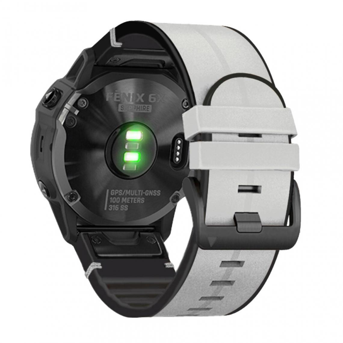 Other - Bracelet en PU + silicone Surface de 26 mm gris clair pour votre Garmin Watch - Accessoires bracelet connecté